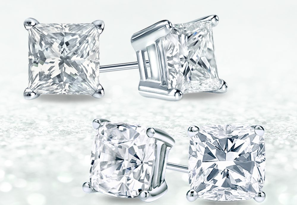 Princess Cut vs. Cushion Cut Diamond Studs