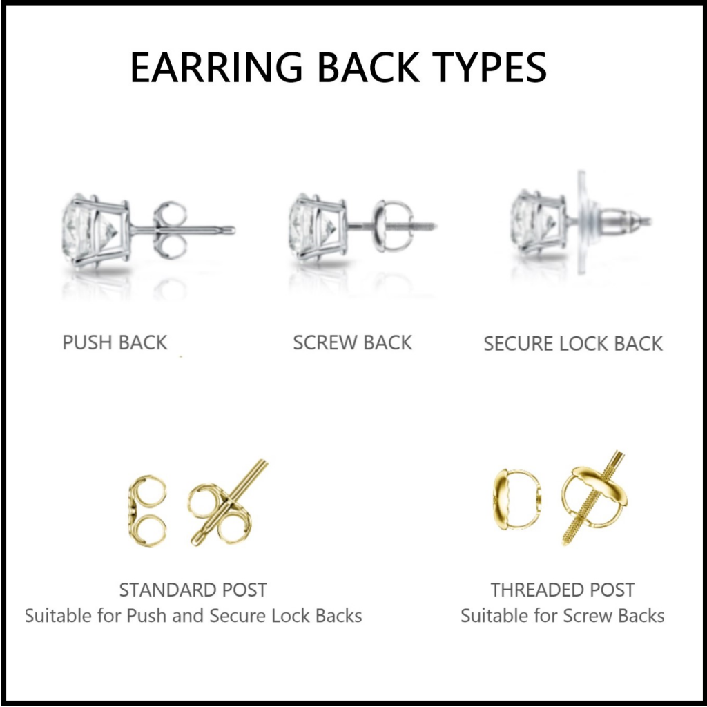 8pcs/4 Pairs Sterling Silver Locking Earrings Back Replacements for Diamond  Studs,Secure Earring Backs for Studs,Earring Backs Replacements,Screw Back